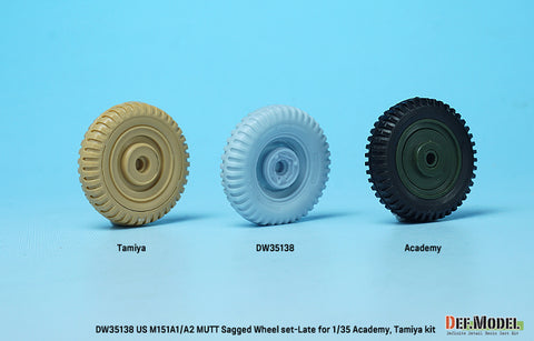 DEFモデル DW35138 1/35 現用 アメリカ M151A1/A2 マット 小型多用途トラック 自重変形タイヤセット”後期型”(タミヤ/アカデミー用)(4個+スペアタイヤ1個入り,マスキングシール付き,レジンパーツ付き)