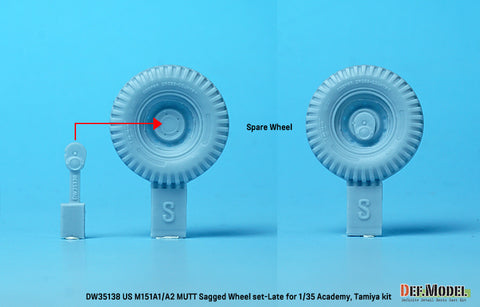 DEFモデル DW35138 1/35 現用 アメリカ M151A1/A2 マット 小型多用途トラック 自重変形タイヤセット”後期型”(タミヤ/アカデミー用)(4個+スペアタイヤ1個入り,マスキングシール付き,レジンパーツ付き)