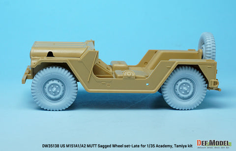 DEFモデル DW35138 1/35 現用 アメリカ M151A1/A2 マット 小型多用途トラック 自重変形タイヤセット”後期型”(タミヤ/アカデミー用)(4個+スペアタイヤ1個入り,マスキングシール付き,レジンパーツ付き)