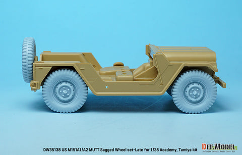DEFモデル DW35138 1/35 現用 アメリカ M151A1/A2 マット 小型多用途トラック 自重変形タイヤセット”後期型”(タミヤ/アカデミー用)(4個+スペアタイヤ1個入り,マスキングシール付き,レジンパーツ付き)