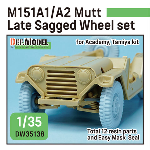 DEFモデル DW35138 1/35 現用 アメリカ M151A1/A2 マット 小型多用途トラック 自重変形タイヤセット”後期型”(タミヤ/アカデミー用)(4個+スペアタイヤ1個入り,マスキングシール付き,レジンパーツ付き)