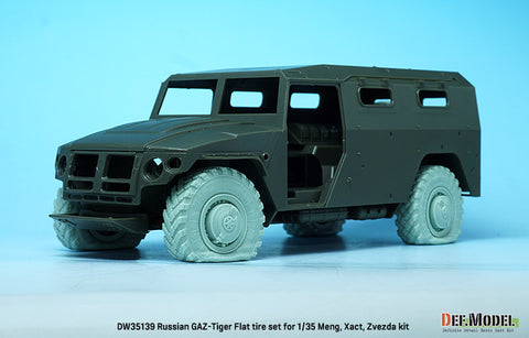 DEFモデル DW35139 1/35 現用 ロシア GAZ-233014 STS ティーグル(タイガー) 装輪装甲車 パンクしたタイヤセット(モンモデル/エクザクト/ズベズダ用)(パンクタイヤ4種各1個+スペアタイヤ,マスキングシール付き)
