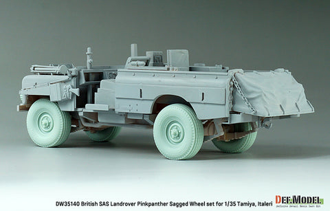 DEFモデル DW35140 1/35 WWII イギリス S.A.S. ランドローバー･ピンクパンサー 自重変形タイヤセット(タミヤ/イタレリ用)(2種各2個+スペアタイヤ1個入り,マスキングシール付き)
