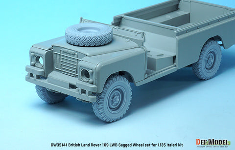 DEFモデル DW35141 1/35 現用 イギリス ランドローバー 109 LWB 自重変形タイヤセット(イタレリ用)(4種各1個+スペアタイヤ1個入り,マスキングシール付き)