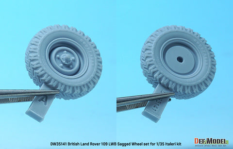DEFモデル DW35141 1/35 現用 イギリス ランドローバー 109 LWB 自重変形タイヤセット(イタレリ用)(4種各1個+スペアタイヤ1個入り,マスキングシール付き)