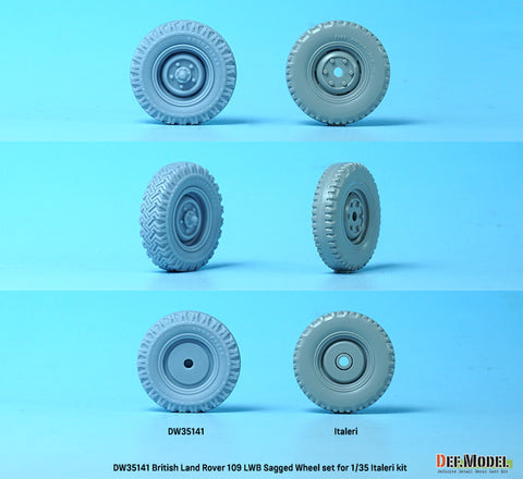 DEFモデル DW35141 1/35 現用 イギリス ランドローバー 109 LWB 自重変形タイヤセット(イタレリ用)(4種各1個+スペアタイヤ1個入り,マスキングシール付き)