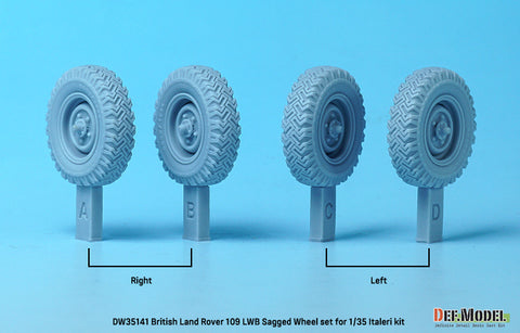 DEFモデル DW35141 1/35 現用 イギリス ランドローバー 109 LWB 自重変形タイヤセット(イタレリ用)(4種各1個+スペアタイヤ1個入り,マスキングシール付き)