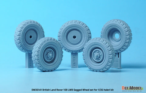 DEFモデル DW35141 1/35 現用 イギリス ランドローバー 109 LWB 自重変形タイヤセット(イタレリ用)(4種各1個+スペアタイヤ1個入り,マスキングシール付き)