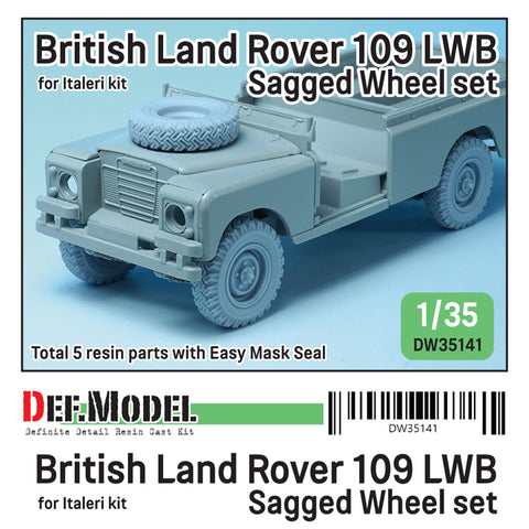 DEFモデル DW35141 1/35 現用 イギリス ランドローバー 109 LWB 自重変形タイヤセット(イタレリ用)(4種各1個+スペアタイヤ1個入り,マスキングシール付き)