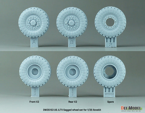 DEFモデル DW35153 1/35 現用 アメリカ JLTV(統合軽戦術車両) 自重変形タイヤセット(アイラブキット用)(2種各2個+スペアタイヤ1個入り,マスキングシール付き)