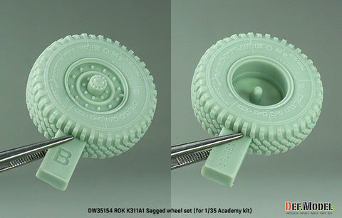 DEFモデル DW35154 1/35 現用 韓国 K311A1(KM450) カーゴトラック 自重変形タイヤセット(アカデミー用)(2種各2個+スペアタイヤ1個入り,マスキングシール付き)