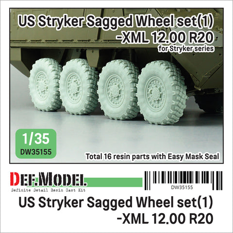 DEFモデル DW35155 1/35 現用 アメリカ M1126 ストライカー 装甲車 自重変形タイヤセット(1)(ミシュランXML)(AFVクラブ/トランペッター用)(8個入り,マスキングシール付き)