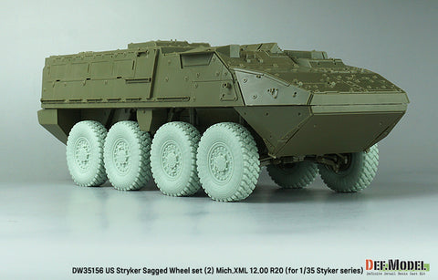 DEFモデル DW35156 1/35 現用 アメリカ M1126 ストライカー 装甲車 自重変形タイヤセット(2)(ミシュランXZL)(AFVクラブ/トランペッター用)(8個入り,マスキングシール付き)
