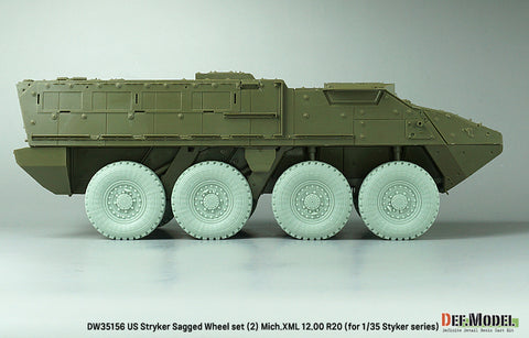 DEFモデル DW35156 1/35 現用 アメリカ M1126 ストライカー 装甲車 自重変形タイヤセット(2)(ミシュランXZL)(AFVクラブ/トランペッター用)(8個入り,マスキングシール付き)