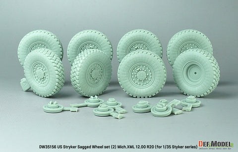 DEFモデル DW35156 1/35 現用 アメリカ M1126 ストライカー 装甲車 自重変形タイヤセット(2)(ミシュランXZL)(AFVクラブ/トランペッター用)(8個入り,マスキングシール付き)