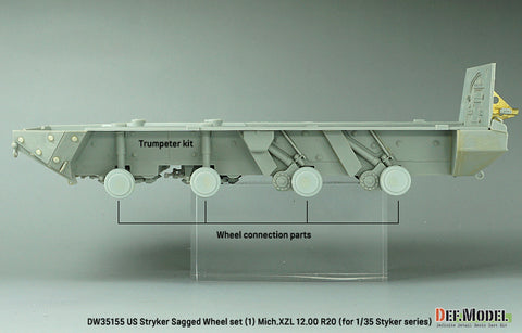DEFモデル DW35156 1/35 現用 アメリカ M1126 ストライカー 装甲車 自重変形タイヤセット(2)(ミシュランXZL)(AFVクラブ/トランペッター用)(8個入り,マスキングシール付き)