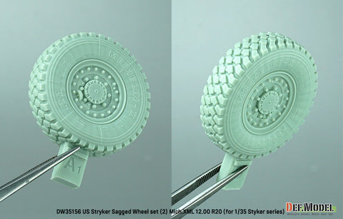 DEFモデル DW35156 1/35 現用 アメリカ M1126 ストライカー 装甲車 自重変形タイヤセット(2)(ミシュランXZL)(AFVクラブ/トランペッター用)(8個入り,マスキングシール付き)