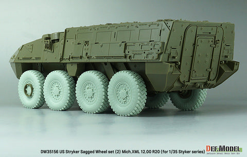 DEFモデル DW35156 1/35 現用 アメリカ M1126 ストライカー 装甲車 自重変形タイヤセット(2)(ミシュランXZL)(AFVクラブ/トランペッター用)(8個入り,マスキングシール付き)