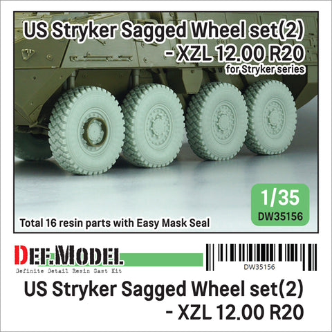 DEFモデル DW35156 1/35 現用 アメリカ M1126 ストライカー 装甲車 自重変形タイヤセット(2)(ミシュランXZL)(AFVクラブ/トランペッター用)(8個入り,マスキングシール付き)