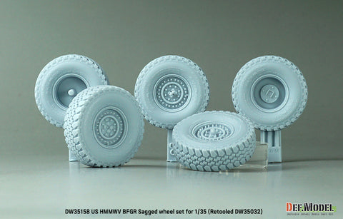 DEFモデル DW35158 1/35 現用 アメリカ M1151 ハンビー 自重変形タイヤセット(BFグッドリッチ)(アカデミー用)(2種各2個+スペアタイヤ1個入り,マスキングシール付き)