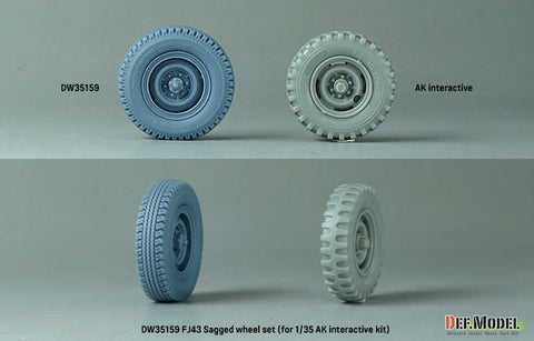 DEFモデル DW35159 1/35 現用 FJ43 SUV 自重変形タイヤセット(ブリヂストン)(AKインタラクティブ用)(2種各2個+スペアタイヤ1個入り,マスキングシール付き)