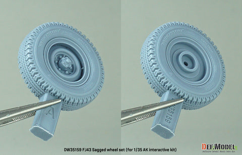 DEFモデル DW35159 1/35 現用 FJ43 SUV 自重変形タイヤセット(ブリヂストン)(AKインタラクティブ用)(2種各2個+スペアタイヤ1個入り,マスキングシール付き)