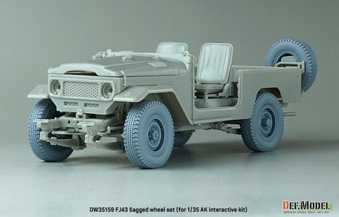 DEFモデル DW35159 1/35 現用 FJ43 SUV 自重変形タイヤセット(ブリヂストン)(AKインタラクティブ用)(2種各2個+スペアタイヤ1個入り,マスキングシール付き)