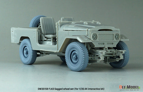 DEFモデル DW35159 1/35 現用 FJ43 SUV 自重変形タイヤセット(ブリヂストン)(AKインタラクティブ用)(2種各2個+スペアタイヤ1個入り,マスキングシール付き)