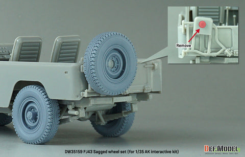DEFモデル DW35159 1/35 現用 FJ43 SUV 自重変形タイヤセット(ブリヂストン)(AKインタラクティブ用)(2種各2個+スペアタイヤ1個入り,マスキングシール付き)