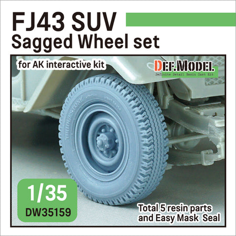 DEFモデル DW35159 1/35 現用 FJ43 SUV 自重変形タイヤセット(ブリヂストン)(AKインタラクティブ用)(2種各2個+スペアタイヤ1個入り,マスキングシール付き)