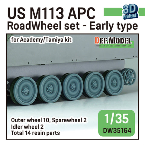DEFモデル DW35164 1/35 現用 アメリカ M113 装甲兵員輸送車 ホイールセット”初期型”(タミヤ/アカデミー用)(転輪10個(外側転輪のみ),スペアホイール2個,誘導輪2個,レジン製)