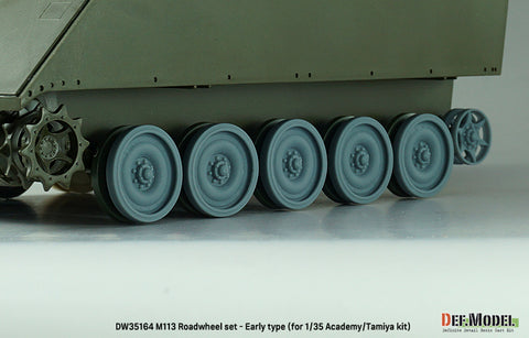 DEFモデル DW35164 1/35 現用 アメリカ M113 装甲兵員輸送車 ホイールセット”初期型”(タミヤ/アカデミー用)(転輪10個(外側転輪のみ),スペアホイール2個,誘導輪2個,レジン製)