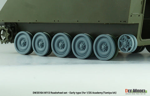 DEFモデル DW35164 1/35 現用 アメリカ M113 装甲兵員輸送車 ホイールセット”初期型”(タミヤ/アカデミー用)(転輪10個(外側転輪のみ),スペアホイール2個,誘導輪2個,レジン製)