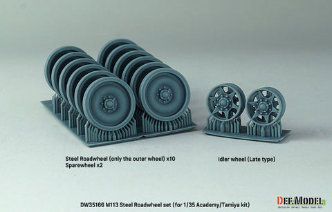 DEFモデル DW35166 1/35 現用 アメリカ M113 装甲兵員輸送車 鋼製ホイールセット(タミヤ/アカデミー用)(転輪10個(外側転輪のみ),スペアホイール2個,誘導輪2個,レジン製)
