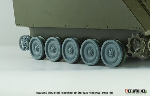 DEFモデル DW35166 1/35 現用 アメリカ M113 装甲兵員輸送車 鋼製ホイールセット(タミヤ/アカデミー用)(転輪10個(外側転輪のみ),スペアホイール2個,誘導輪2個,レジン製)