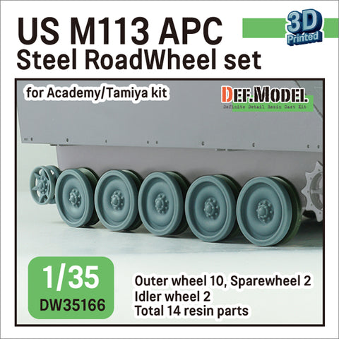 DEFモデル DW35166 1/35 現用 アメリカ M113 装甲兵員輸送車 鋼製ホイールセット(タミヤ/アカデミー用)(転輪10個(外側転輪のみ),スペアホイール2個,誘導輪2個,レジン製)