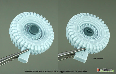 DEFモデル DW35167 1/35 現用 イギリス フェレット 偵察装甲車 Mk.2 自重変形タイヤセット(エアフィックス用)(2種各2個+スペアタイヤ1個入り,マスキングシール付き)