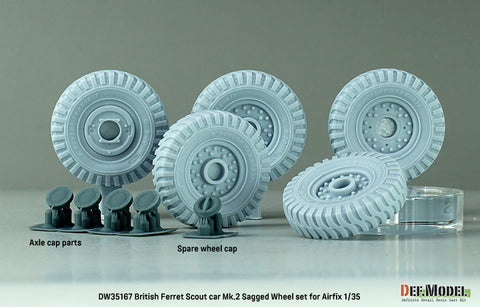 DEFモデル DW35167 1/35 現用 イギリス フェレット 偵察装甲車 Mk.2 自重変形タイヤセット(エアフィックス用)(2種各2個+スペアタイヤ1個入り,マスキングシール付き)