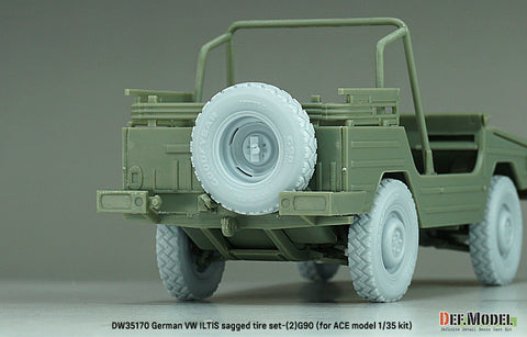 DEFモデル DW35170 1/35 現用 ドイツ フォルクスワーゲン イルティス 四輪小型軍用車 自重変形タイヤセット(2)(グッドイヤーG90)(ACE用)(2種各2個+スペアタイヤ1個入り,マスキングシール付き)