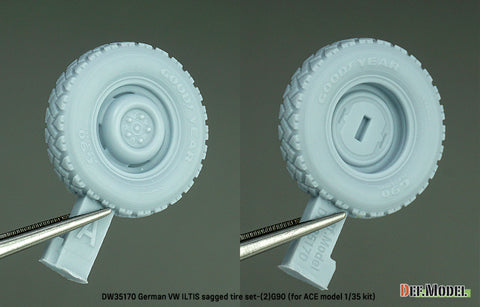 DEFモデル DW35170 1/35 現用 ドイツ フォルクスワーゲン イルティス 四輪小型軍用車 自重変形タイヤセット(2)(グッドイヤーG90)(ACE用)(2種各2個+スペアタイヤ1個入り,マスキングシール付き)