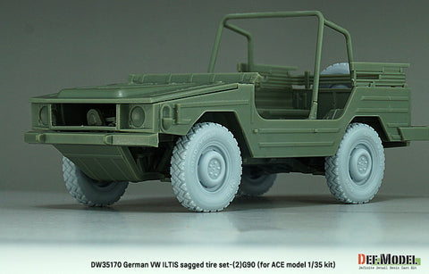 DEFモデル DW35170 1/35 現用 ドイツ フォルクスワーゲン イルティス 四輪小型軍用車 自重変形タイヤセット(2)(グッドイヤーG90)(ACE用)(2種各2個+スペアタイヤ1個入り,マスキングシール付き)