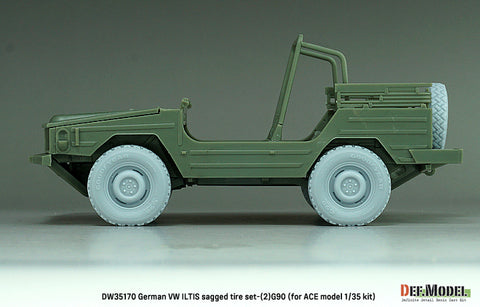 DEFモデル DW35170 1/35 現用 ドイツ フォルクスワーゲン イルティス 四輪小型軍用車 自重変形タイヤセット(2)(グッドイヤーG90)(ACE用)(2種各2個+スペアタイヤ1個入り,マスキングシール付き)