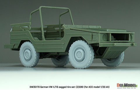 DEFモデル DW35170 1/35 現用 ドイツ フォルクスワーゲン イルティス 四輪小型軍用車 自重変形タイヤセット(2)(グッドイヤーG90)(ACE用)(2種各2個+スペアタイヤ1個入り,マスキングシール付き)