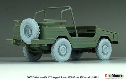 DEFモデル DW35170 1/35 現用 ドイツ フォルクスワーゲン イルティス 四輪小型軍用車 自重変形タイヤセット(2)(グッドイヤーG90)(ACE用)(2種各2個+スペアタイヤ1個入り,マスキングシール付き)