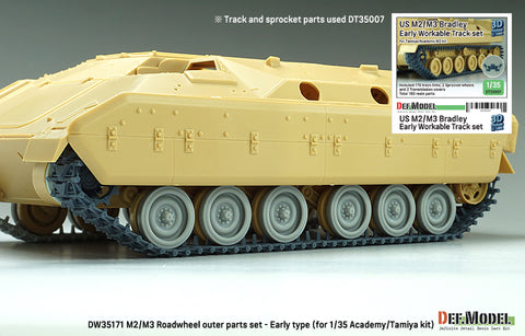 DEFモデル DW35171 1/35 現用 アメリカ M2/M3 ブラッドレー ホイールセット”初期型”(タミヤ/アカデミー用)(転輪12個(外側転輪のみ),スペアホイール2個,レジン製)