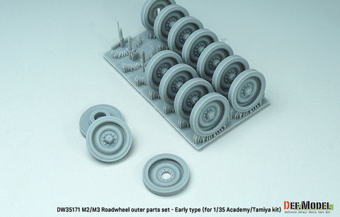 DEFモデル DW35171 1/35 現用 アメリカ M2/M3 ブラッドレー ホイールセット”初期型”(タミヤ/アカデミー用)(転輪12個(外側転輪のみ),スペアホイール2個,レジン製)