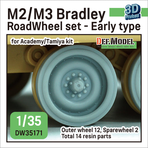 DEFモデル DW35171 1/35 現用 アメリカ M2/M3 ブラッドレー ホイールセット”初期型”(タミヤ/アカデミー用)(転輪12個(外側転輪のみ),スペアホイール2個,レジン製)