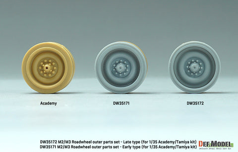 DEFモデル DW35172 1/35 現用 アメリカ M2/M3 ブラッドレー ホイールセット”後期型”(タミヤ/アカデミー用)(転輪12個(外側転輪のみ),スペアホイール2個,レジン製)