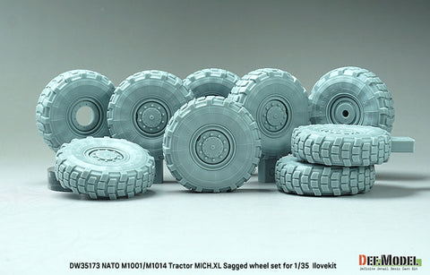 DEFモデル DW35173 1/35 現用 NATO M1001/M1014 MAN トラクター 自重変形タイヤセット(ミシュランXL)(アイラブキット用)(8種各1個+スペアタイヤ1個入り,マスキングシール付き)