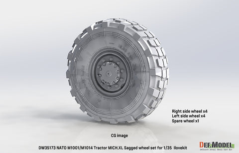 DEFモデル DW35173 1/35 現用 NATO M1001/M1014 MAN トラクター 自重変形タイヤセット(ミシュランXL)(アイラブキット用)(8種各1個+スペアタイヤ1個入り,マスキングシール付き)
